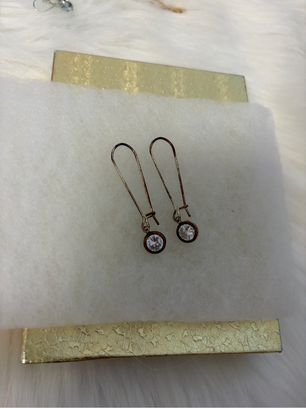 Gold Tone Earrings with Clear Stones